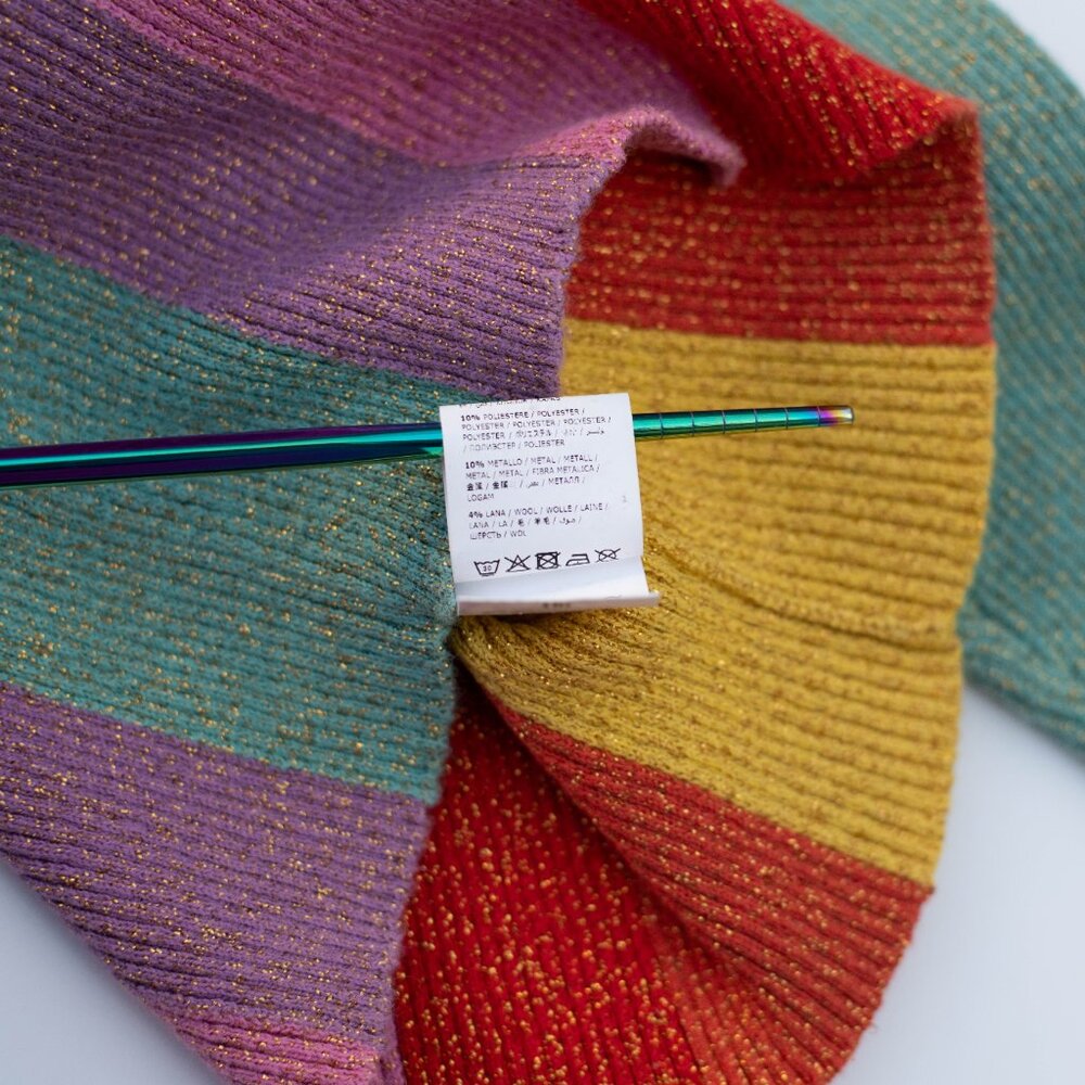 Stella McCartney Kids 4 Lurex Multicolor Stripe Rainbow Glitter Sweater Pullover - Picture 7 of 8